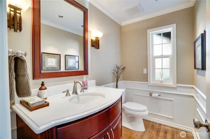 Main floor powder room for guests.