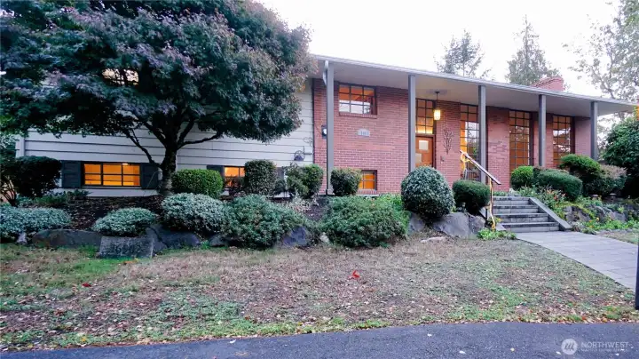 Front of house as seen from the circular driveway.