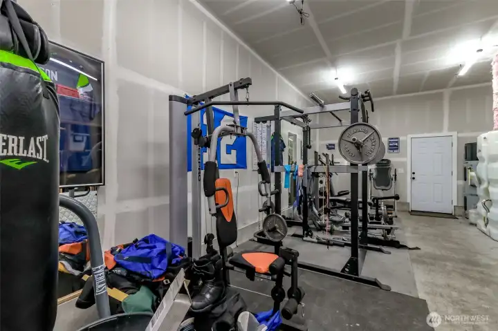 3 car garage, used as hm gym.