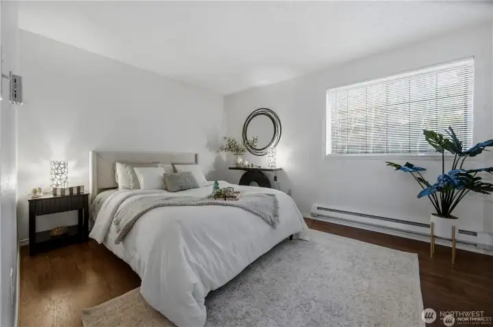 Primary Bedroom Widow faces south