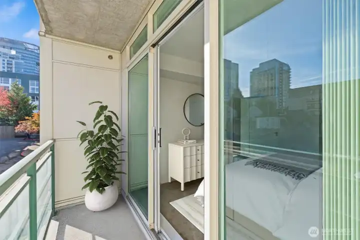Bedroom balcony overlooking 106th Place (non-through street)