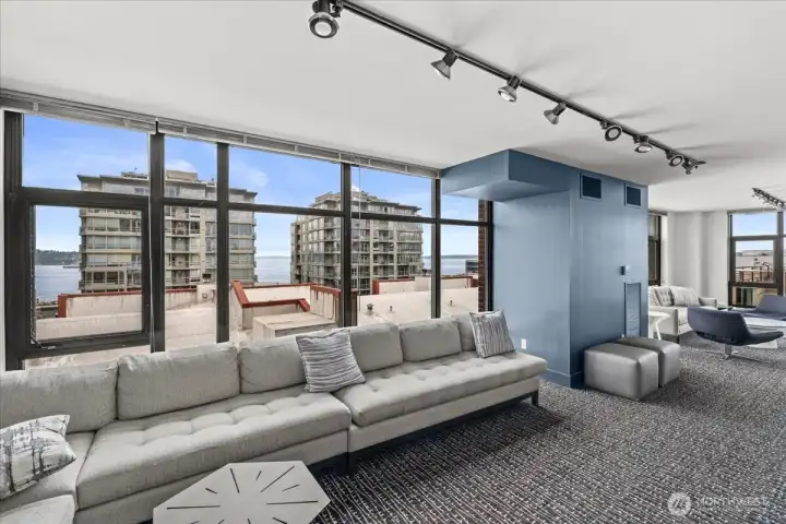 7th floor Sky Lounge has it all, Kitchenette, views, and a gorgeous deck with plenty of hang out space and a firepit. Lounge, media, and grilling areas.