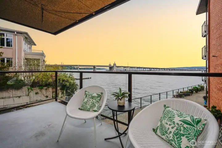 Balcony with water view