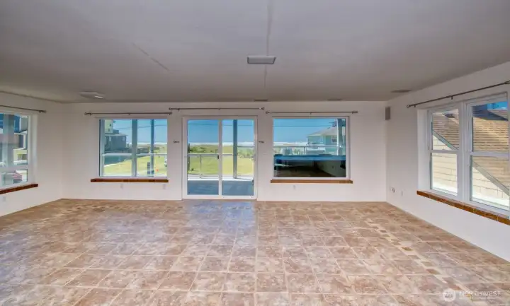 2nd Level Living area with Ocean Views! Slider to deck and hot tub