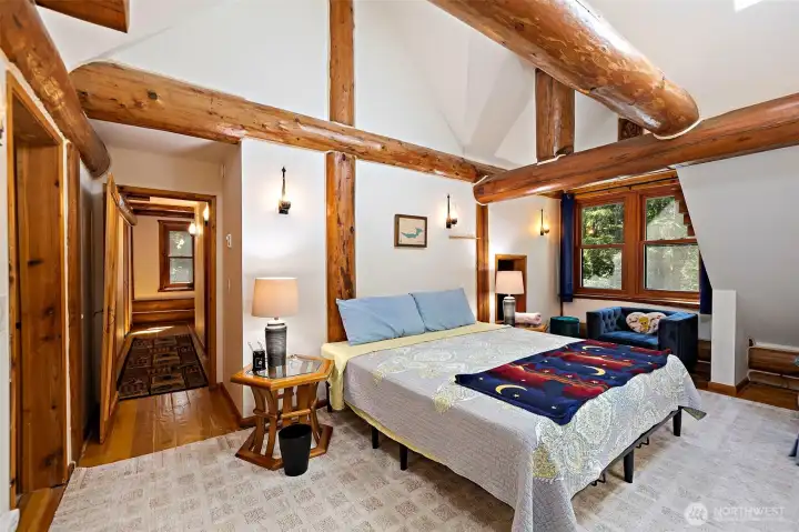 Upstairs bedroom with skylights