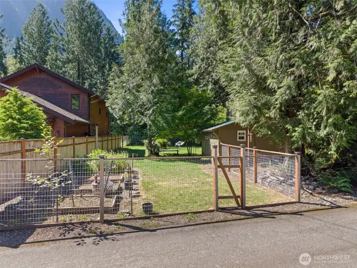 Fully fenced yard and garden
