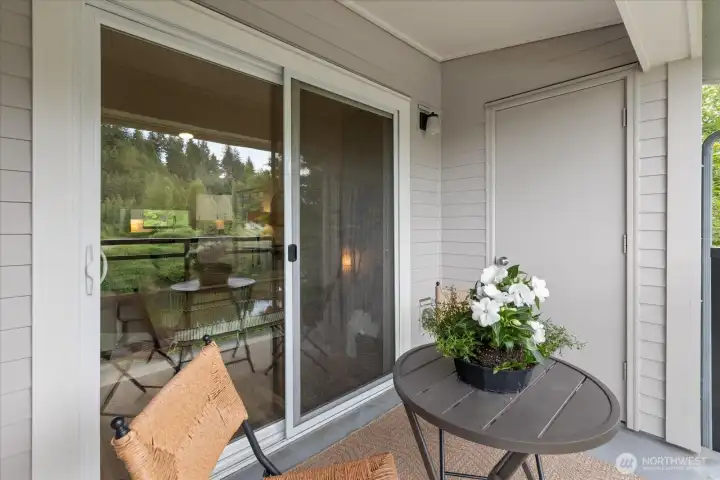 This covered deck is perfect for 4 season views of the river This covered deck is perfect for 4 season views of the river