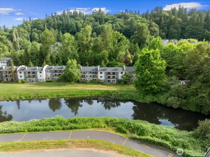 Sammamish River Trail viewed from balcony and moments away Sammamish River Trail viewed from balcony and moments away