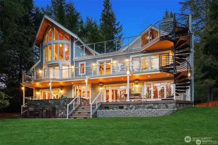 Lake Views abound from all three floors with entertaining decks. Lake Views abound from all three floors with entertaining decks.