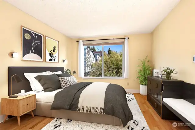 Virtually Staged Primary Bedroom on Top Floor