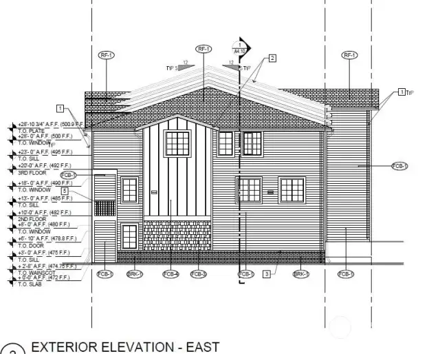 East exterior Elevation Finish Plan, for reference only