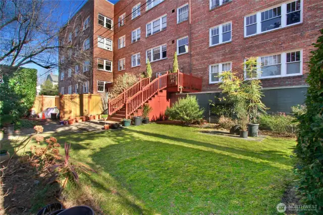 View of community deck from backyard area.