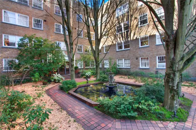 View of courtyard. Unit overlooks courtyard.