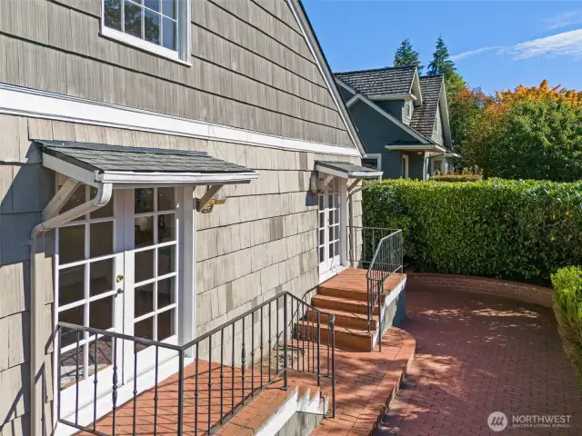 French doors lead out to enclosed patio.