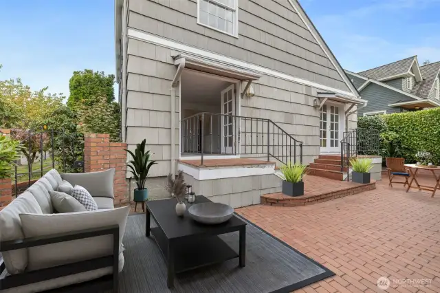 Outdoor patio virtually staged.