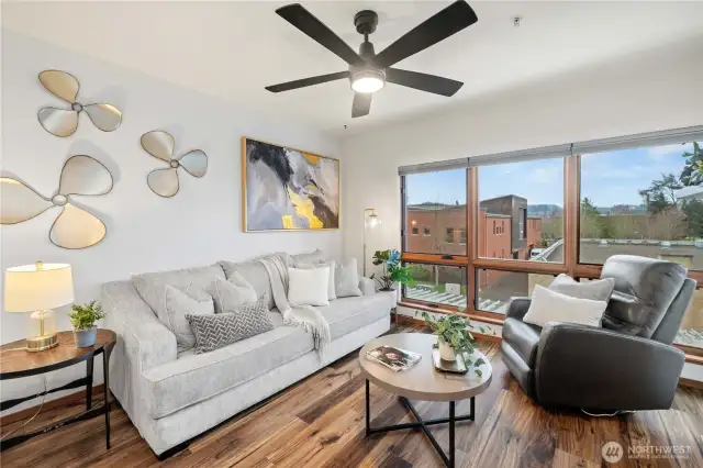 Top Bottom Blinds with Ceiling Fan
