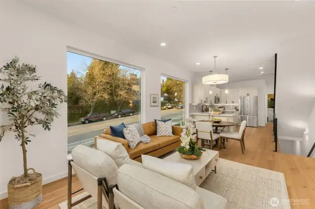 Open Concept Living Room with Expansive Windows.