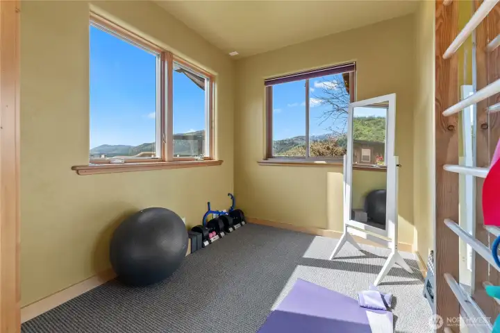 Yoga & work out alcove in primary bedroom