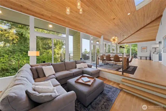 The living area is both separate and connected.