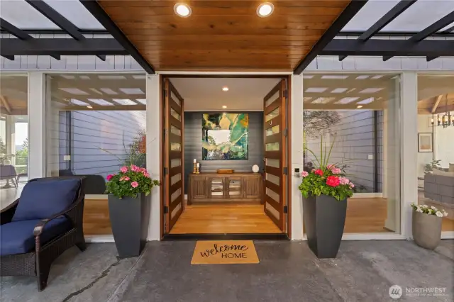 The covered front porch is another spot to relax and enjoy the quiet.