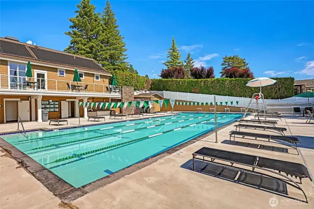 Seasonal pool with lifeguards offers swim lessons, swim team and water polo too!