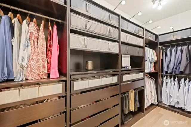 The primary walk-in closet has room for all your clothes!