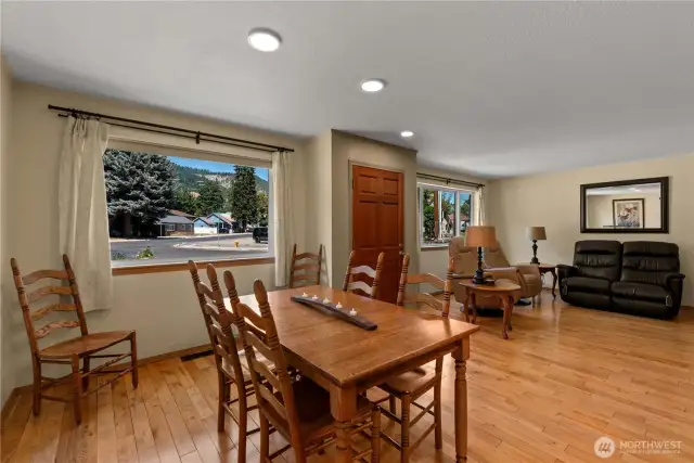Front open concept: dining room and living