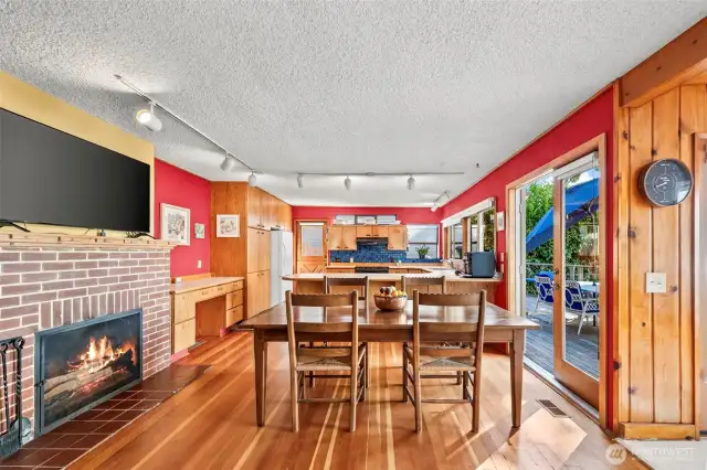 This real wood fireplace adds so much old world charm and coziness to the entire space!