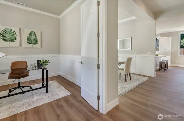 Just off the entry you will see the easily accessible den/home office area perfect for completing importing projects and greeting guests.