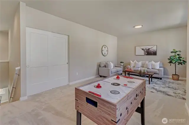 Just upstairs, a bonus area perfect for a games, movies/tv, reading a book or listening to your favorite songs.  Flexible rooms designed to enable you to decide.