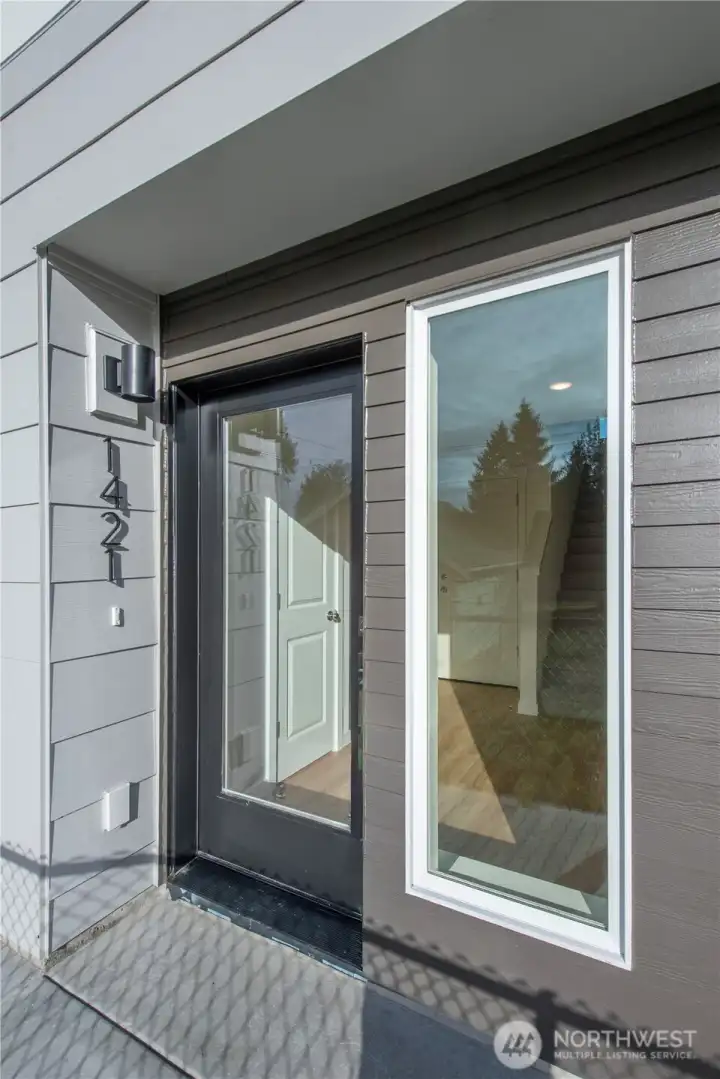 Lighted front porch entry