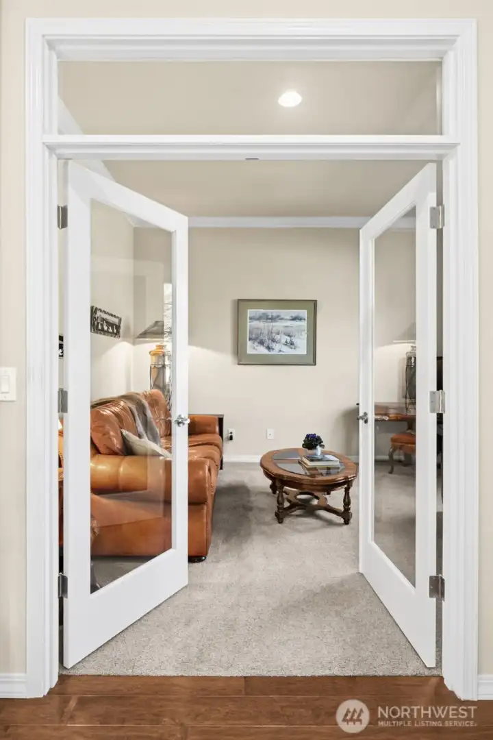 French doors to den
