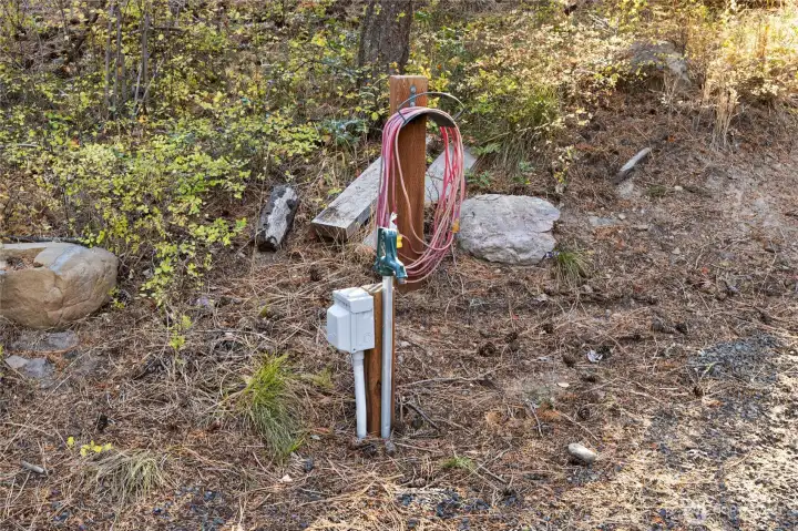 Power and water hookup for RVs.