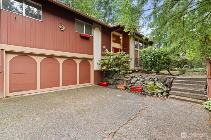The front of the home provides ample parking and great curb appeal.