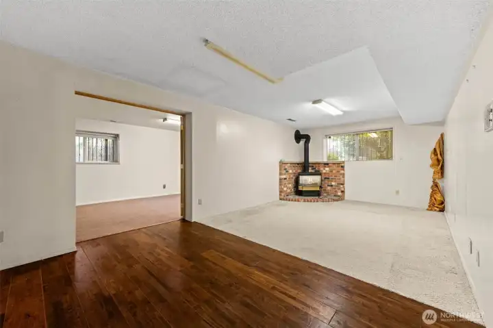 Expansive downstairs with an additional living space and another space that was added with the sunroom addition.
