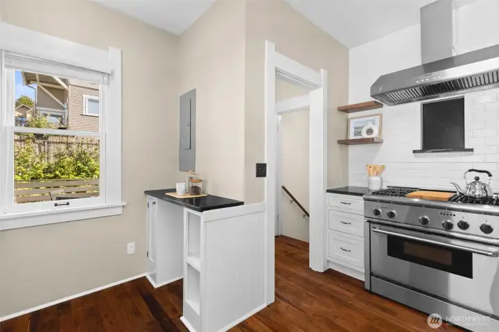 Perfect spot for your coffee bar in the kitchen!