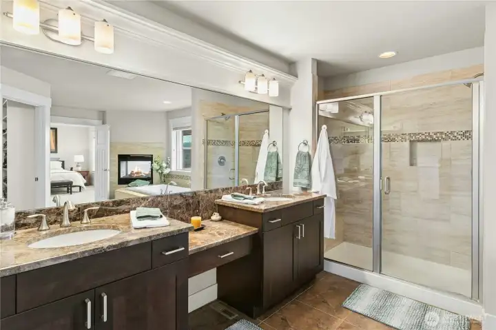 Double vanities and a shower.