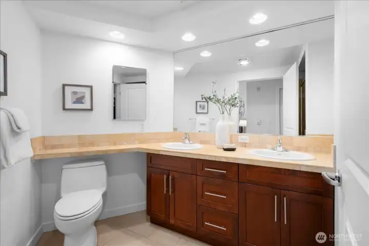 Primary bathroom with double sinks