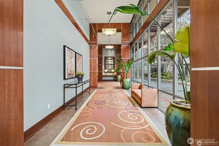 Well appointed lobby with secure, controlled access