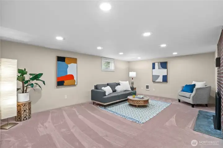 Living Room with Fireplace  (Lower Level)  4116 N Verde Street  Tacoma, WA 98407