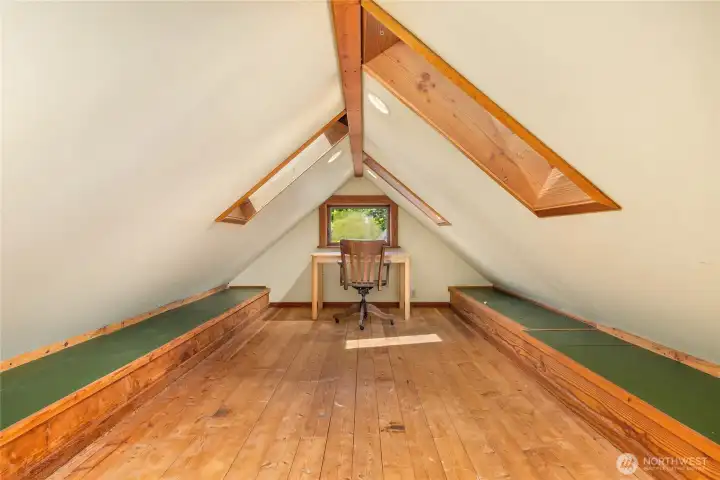 Finished attic space with skylights.