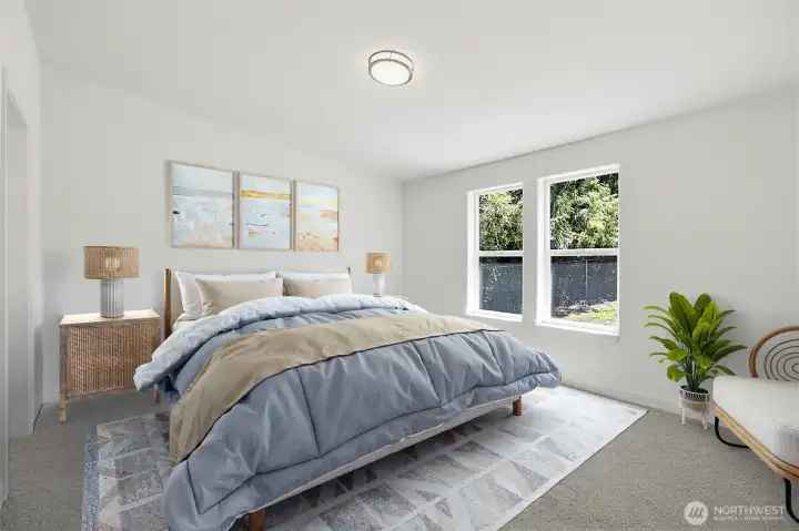 Primary bedroom virtually staged. Primary bedroom virtually staged.
