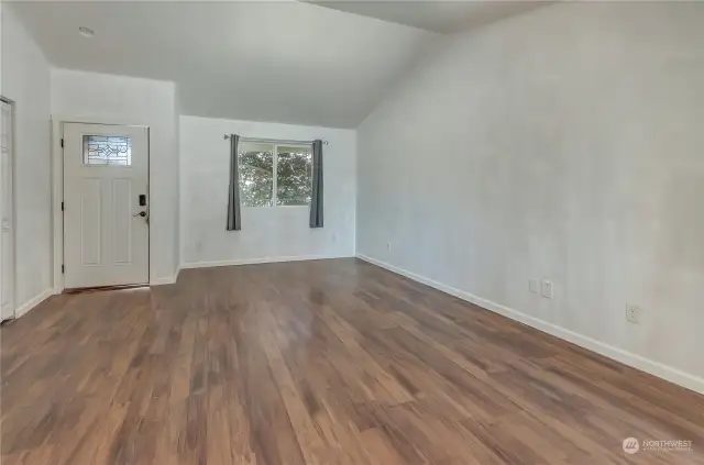 View from the dining area to the living room