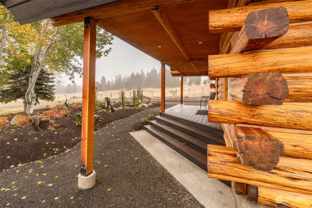 Live-edge, old growth ponderosa pine, hand-hewn by Amish Craftsman.