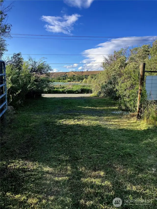 Exiting the property facing north.