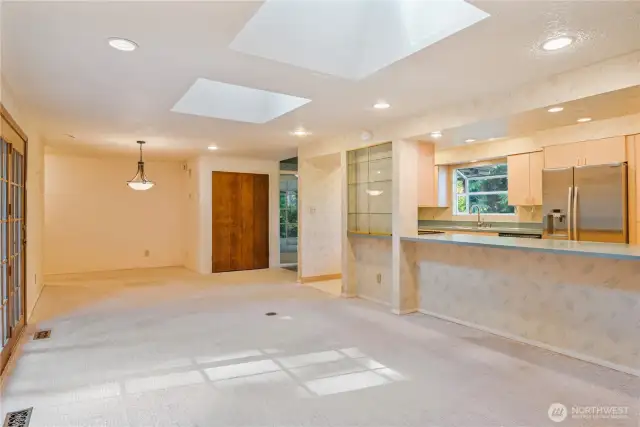 dining room/living room looking to kitchen