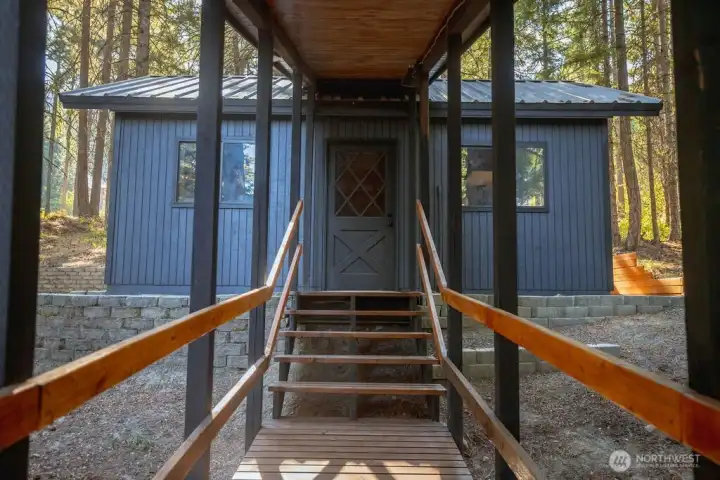 Covered path to garage