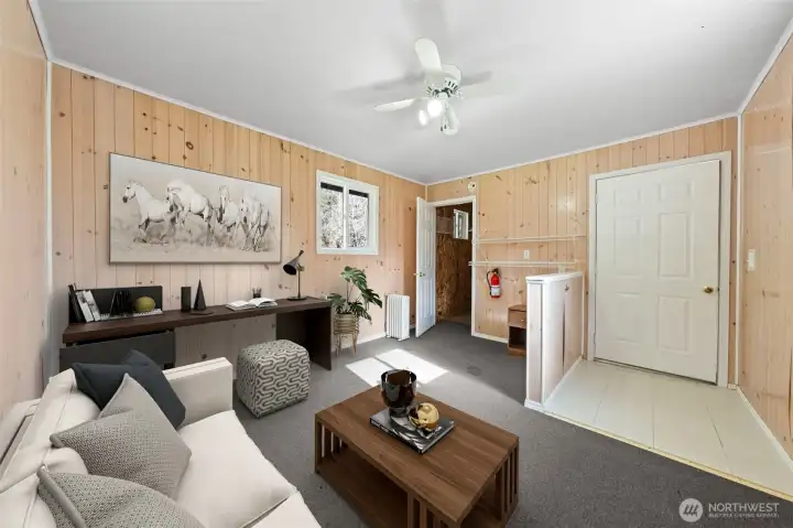 Studio virtually staged as an office!  Such versiltle space