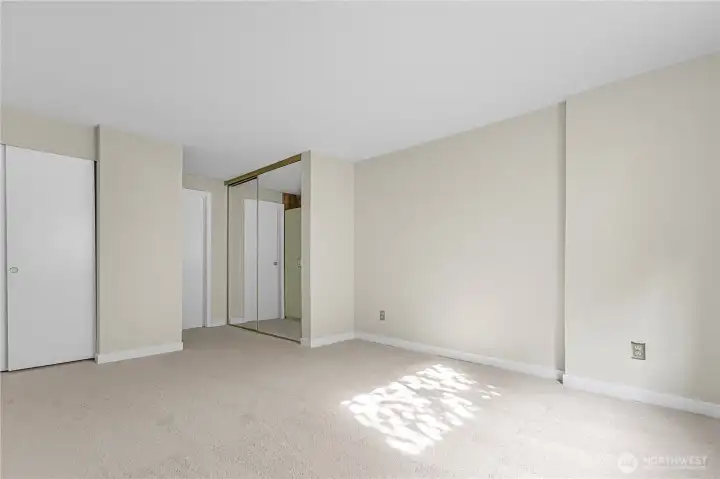 Primary bedroom connected to bathroom