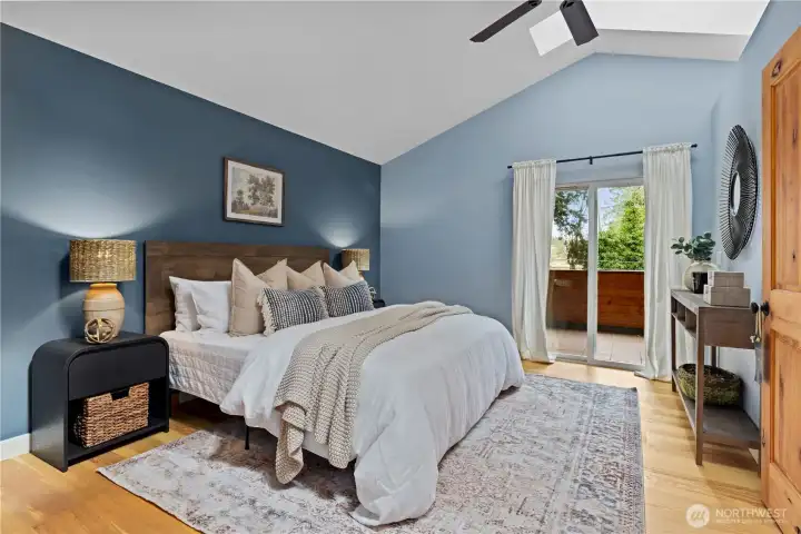expansive and private primary bedroom